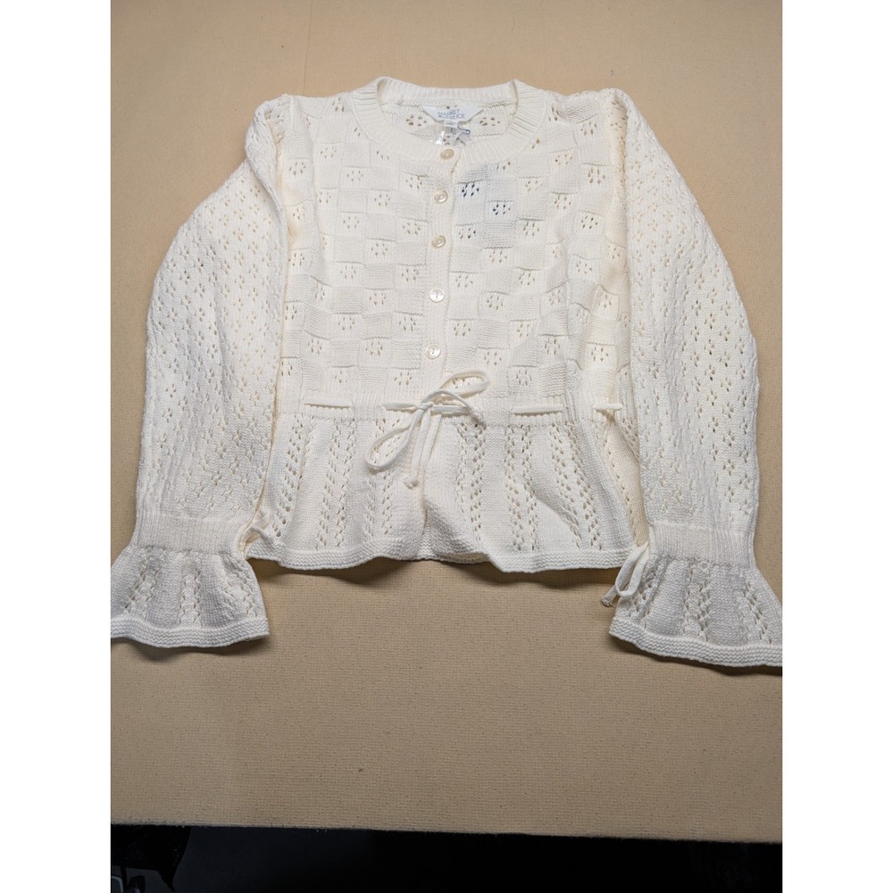 NWT Market Spruce Women's Sweater Cream Size L Waist Drawstring Acrylic Blend